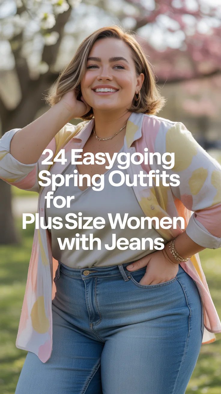 Easygoing Spring Outfits for Plus Size Women With Jeans