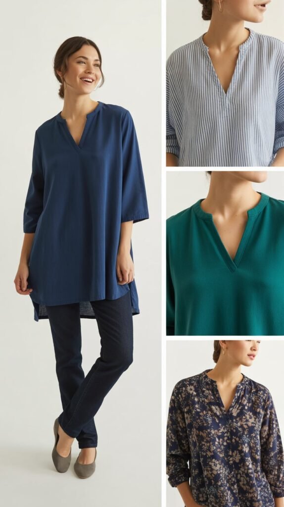 V-Neck Tunics and Tops
