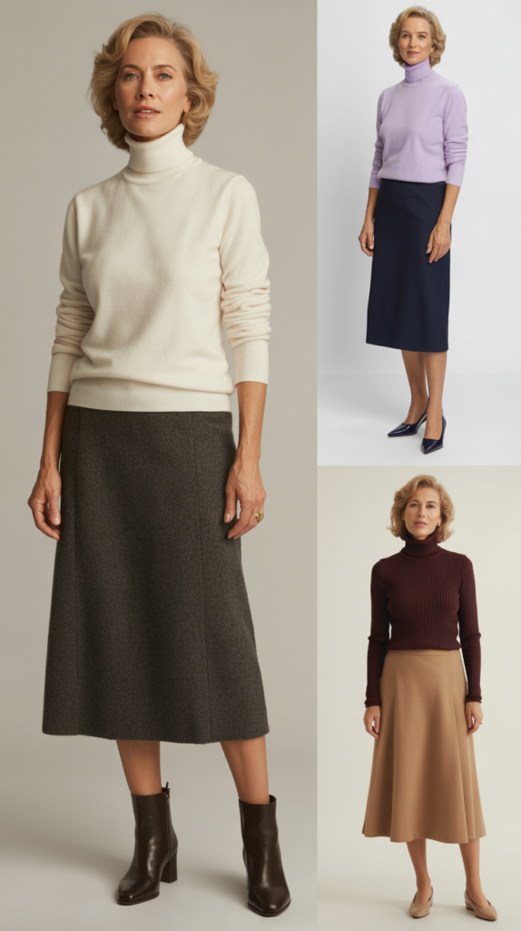 Turtleneck with Straight Skirt