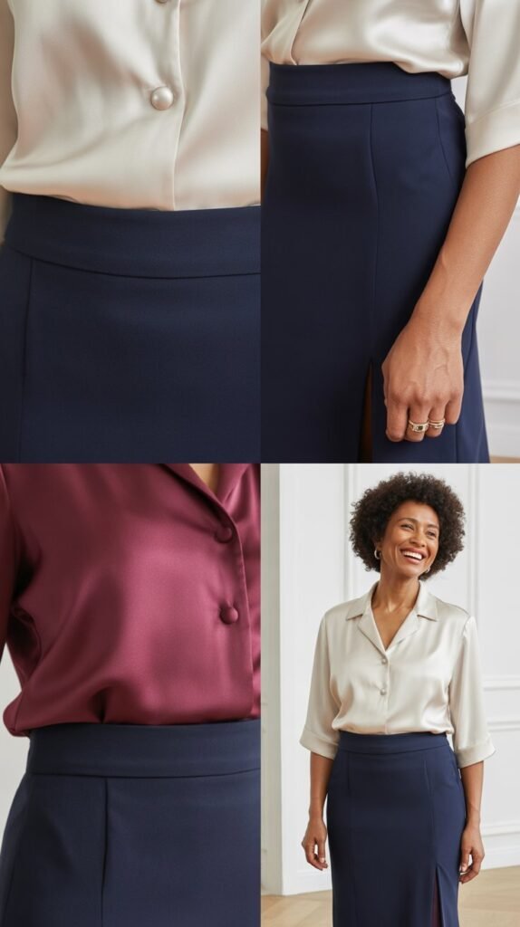  Silk Blouse and Pencil Skirt Pairing