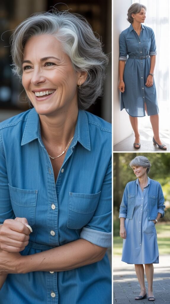  Chambray Shirt Dress