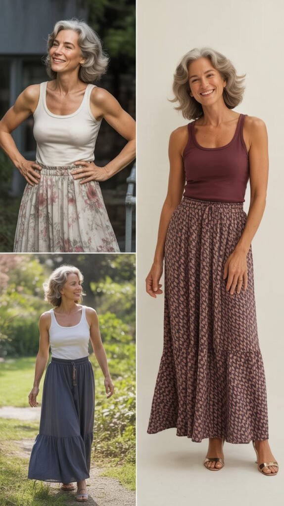 Maxi Skirt with Fitted Tank Top