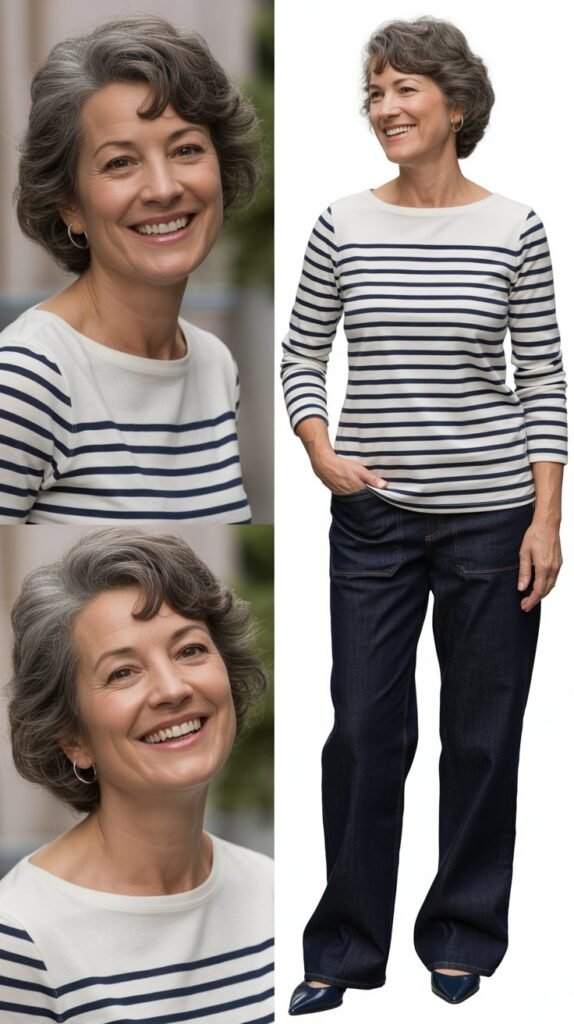  Striped Breton Top with Dark Denim