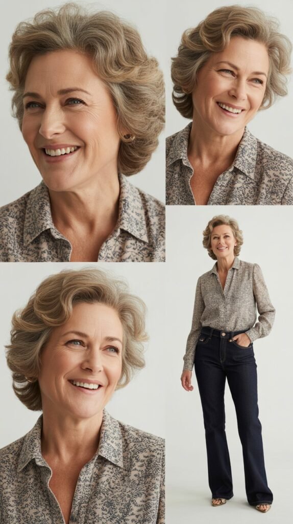  Printed Blouse with Dark Jeans