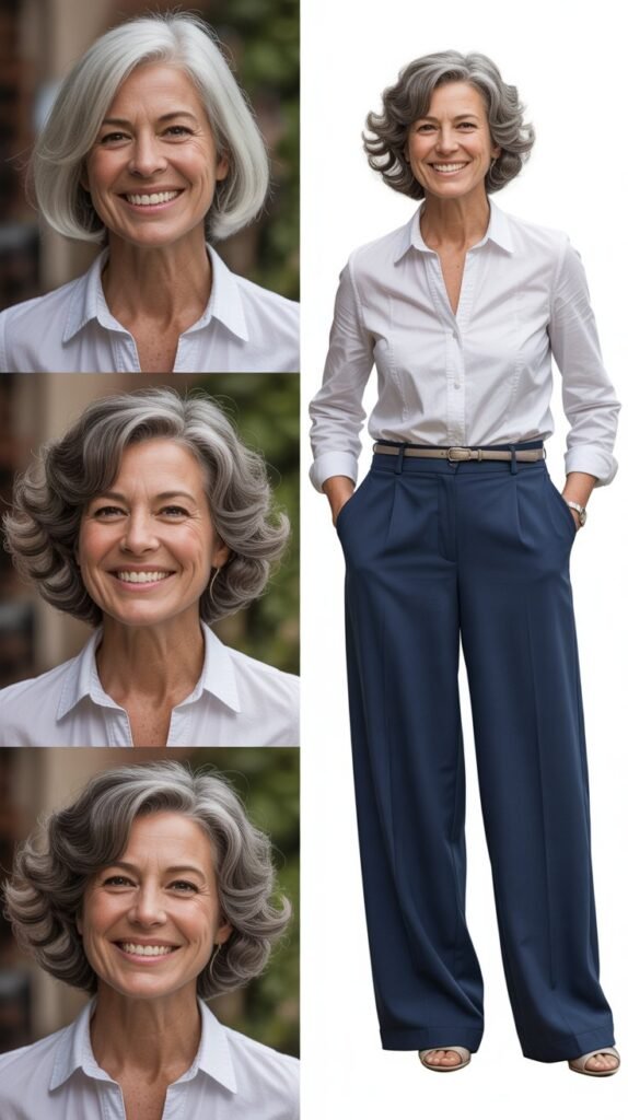  Wide-Leg Pants with Tucked Blouse