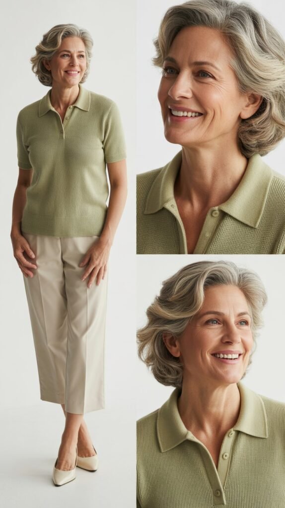 Knit Polo with Capri Pants