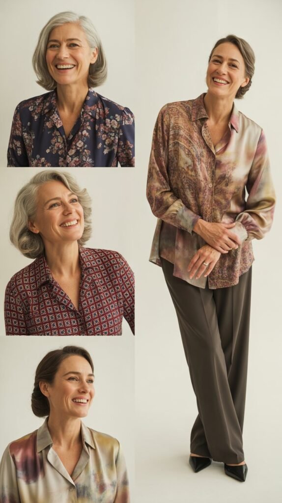 Printed Silk or Polyester Blouse