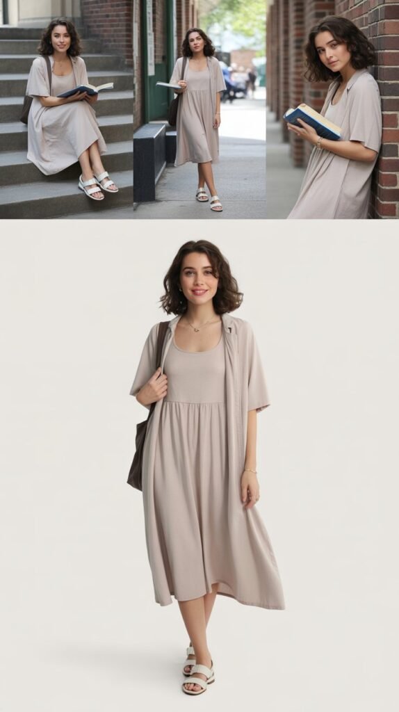  Midi Dress with Duster Cardigan