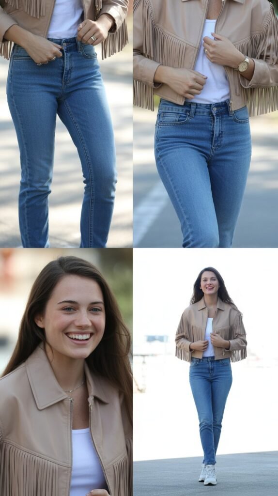 Skinny Jeans with Fringe Jacket