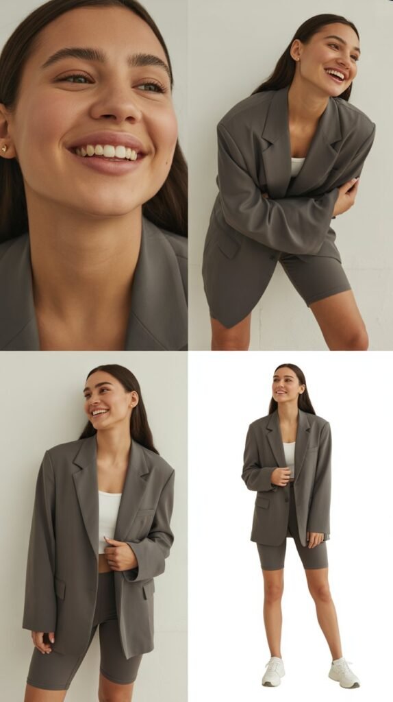  Oversized Blazer with Biker Shorts