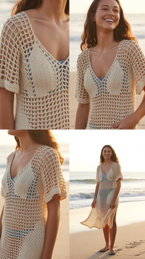 Crochet Beach Dress with Swimsuit