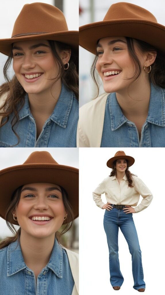  Mid-Rise Jeans with Cowboy Hat