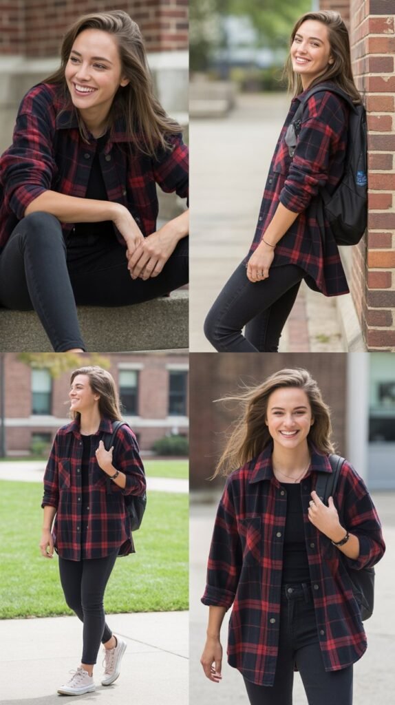 Jeggings with Oversized Flannel