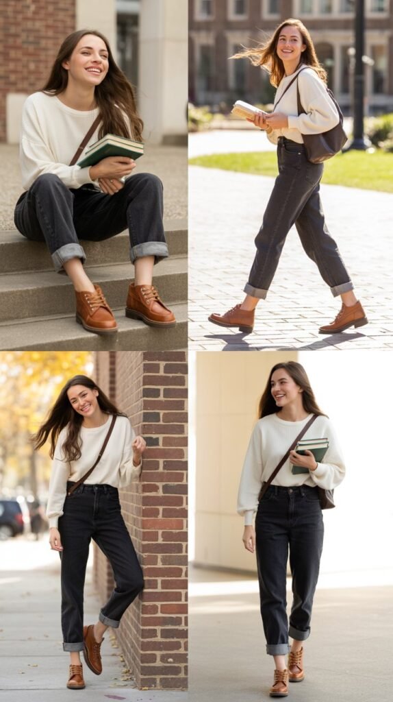  Cuffed Jeans with Moccasin Boots