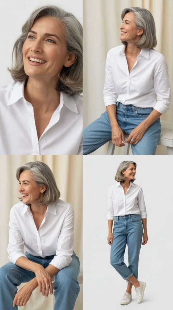  Classic White Shirt and Cropped Jeans Combination
