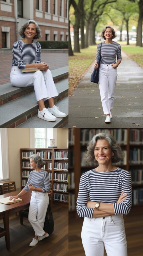  Striped Shirt with White Jeans