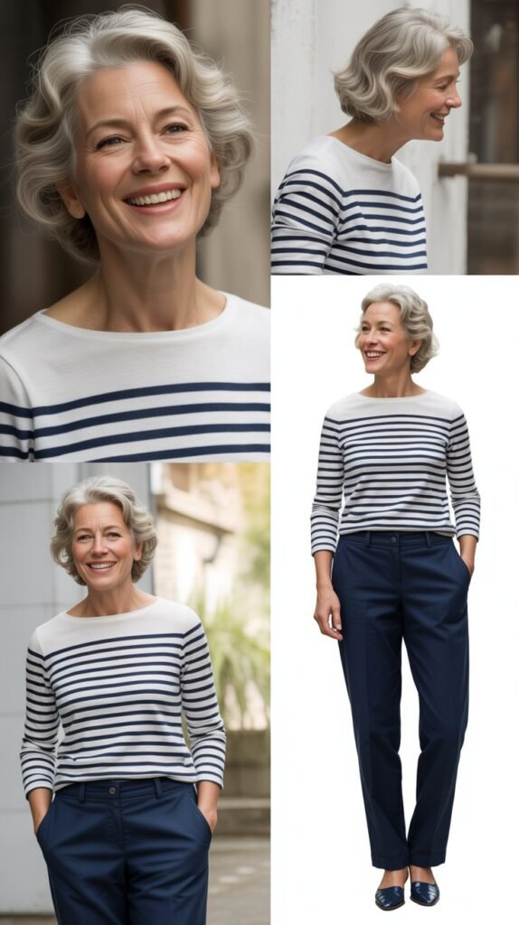  Striped Breton Top with Navy Pants