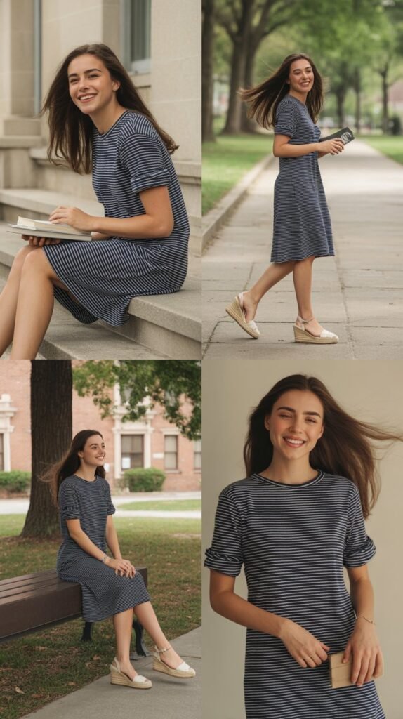  Striped T-Shirt Dress with Espadrilles