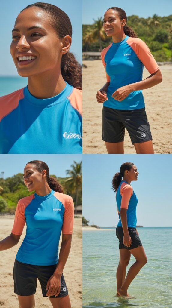  Sporty Rash Guard with Board Shorts