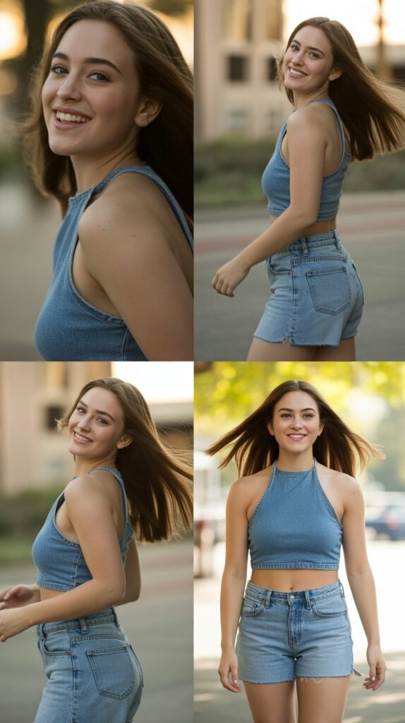 Denim Cutoffs with Cropped Halter Top