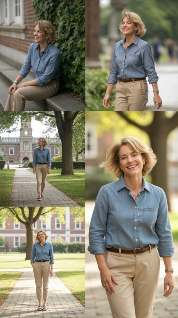  Chambray Shirt with Khaki Pants