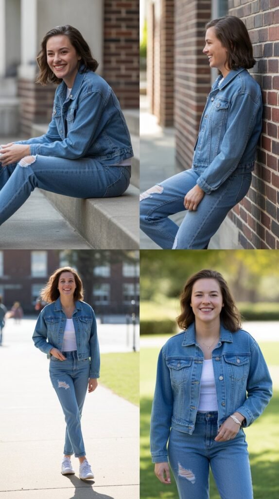 Distressed Jeans with Denim Jacket