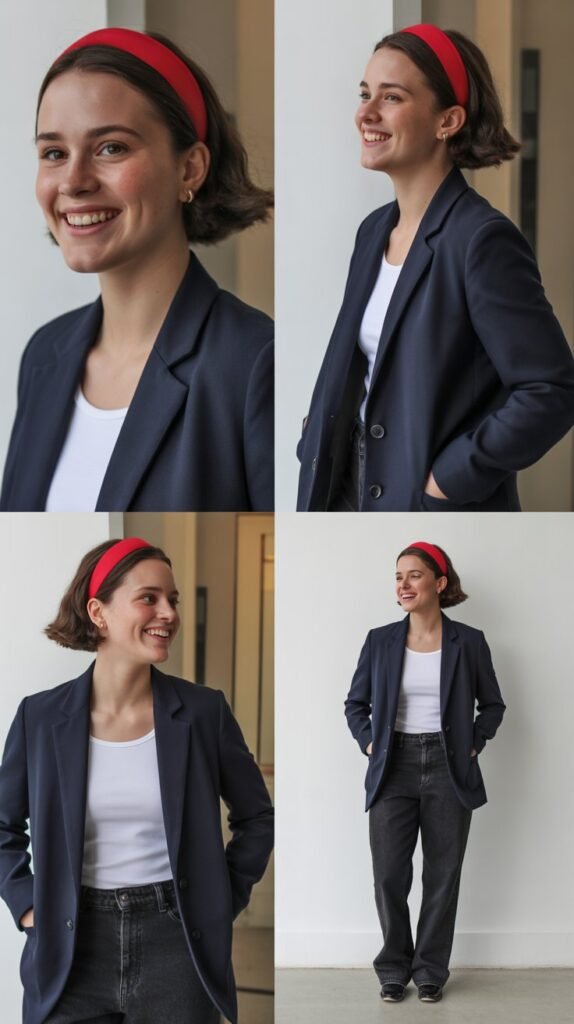 Tailored Blazer and Jeans with Red Hairband