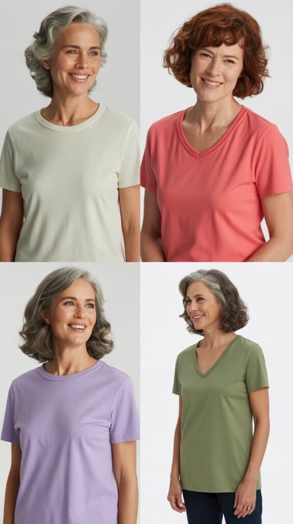 Simple Crewneck or V-Neck Tee in Multiple Colors
