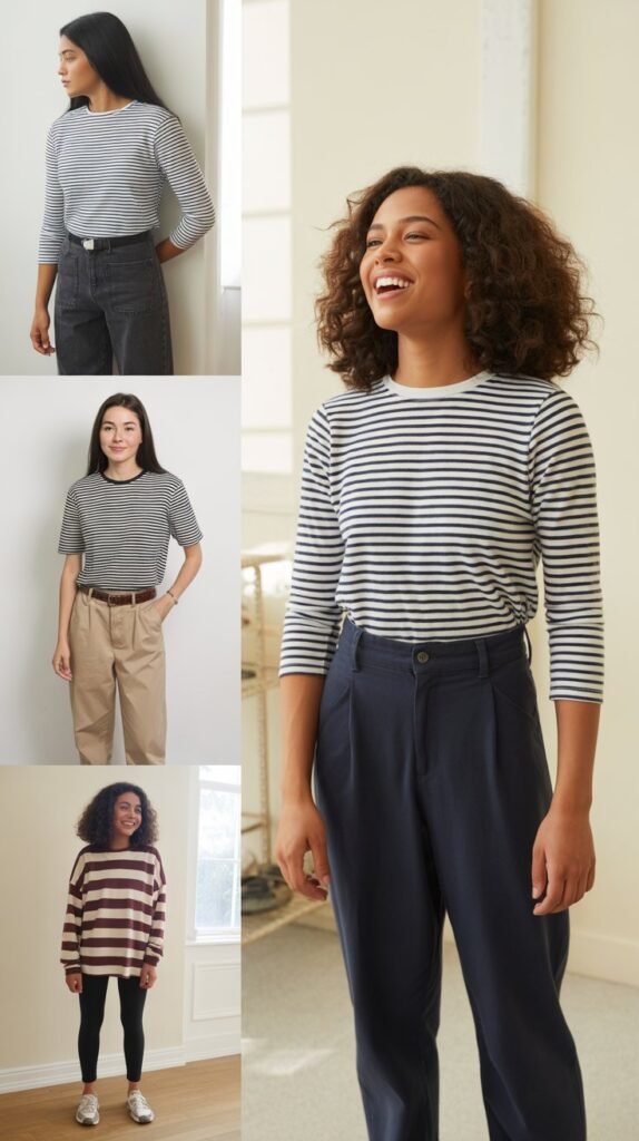 Striped Shirt with Solid Bottoms