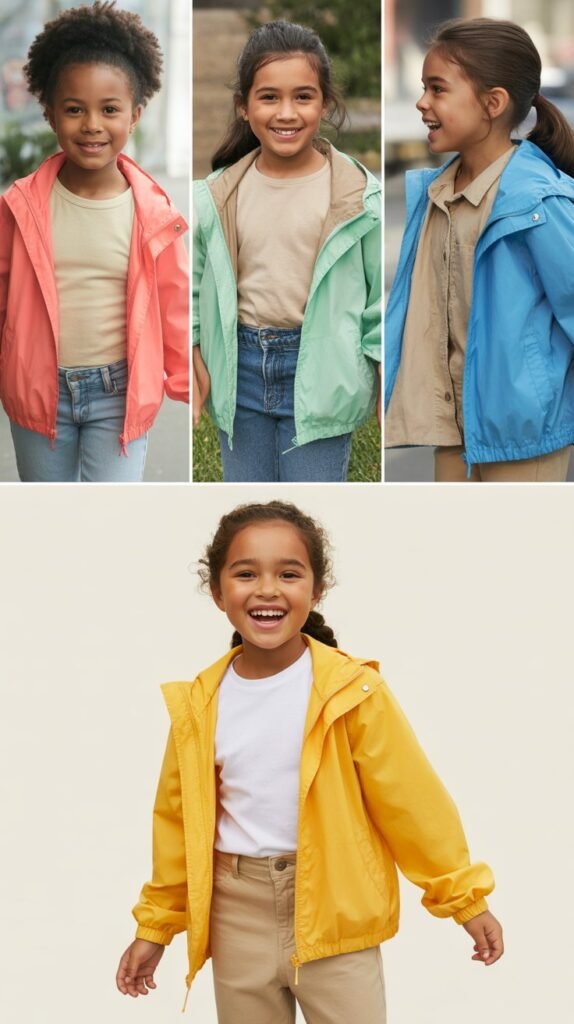 Colorful Windbreaker with Neutral Basics