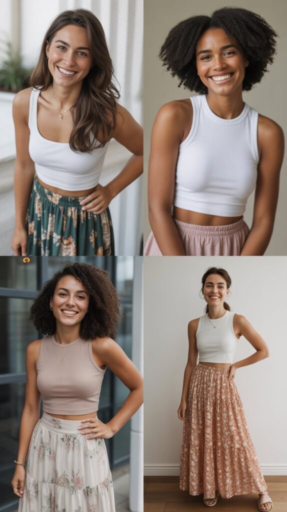  Maxi Skirt with Fitted Top