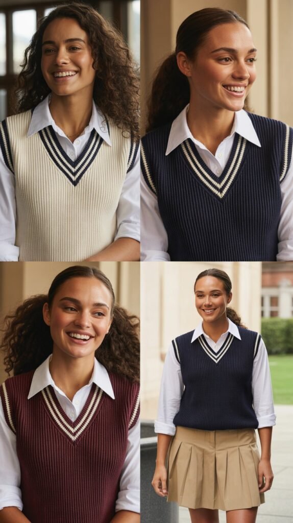 Sweater Vest and Collared Shirt Preppy Style