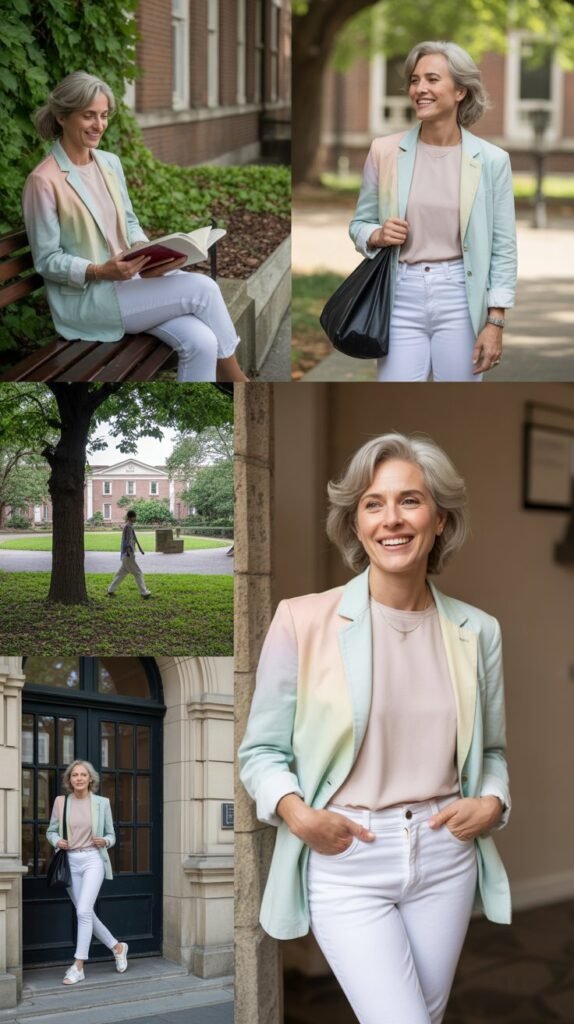  Pastel Blazer with White Denim