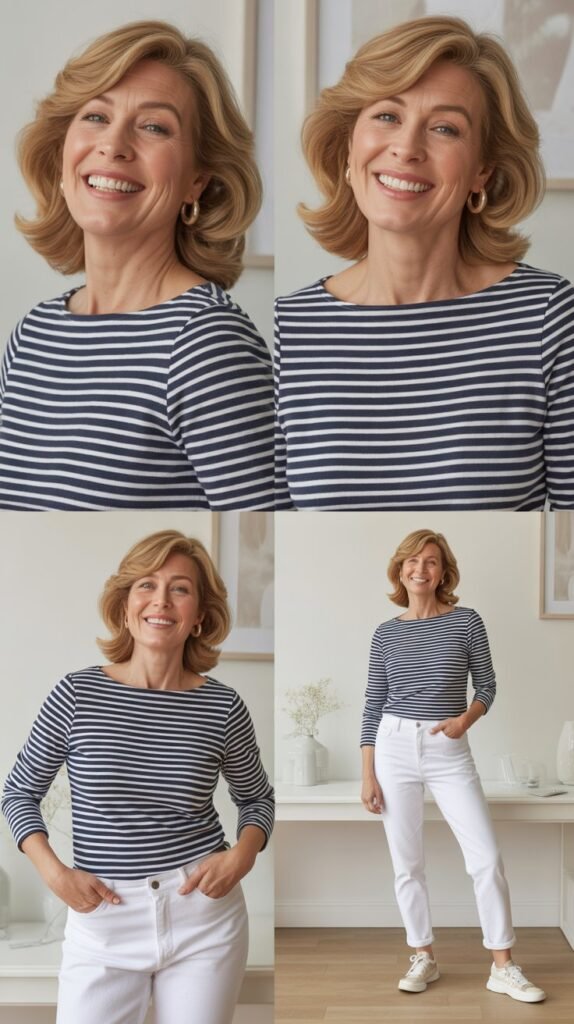  Striped Top with White Jeans