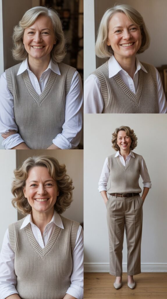 Sweater Vest Over Button-Down Shirt