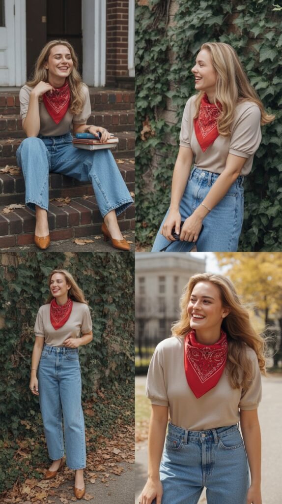 Vintage Jeans with Bandana Accessory