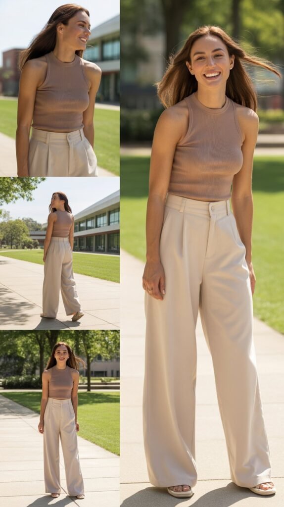 Wide-Leg Trousers with Fitted Top