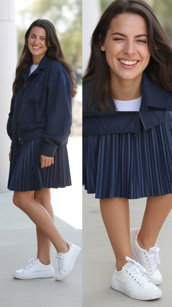  Pleated Skirt with Sneakers