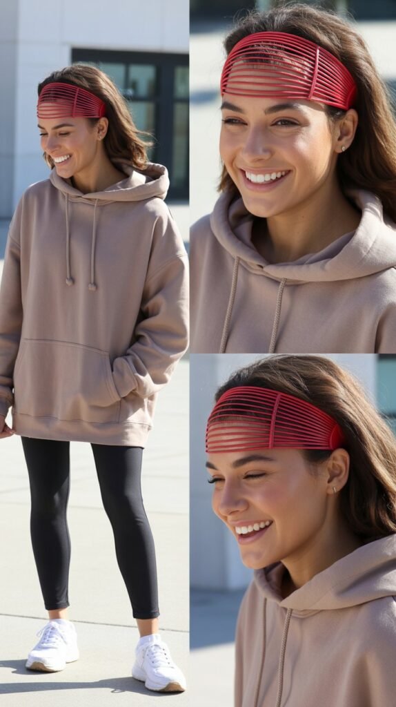  Red Wire Headband with Athleisure Wear