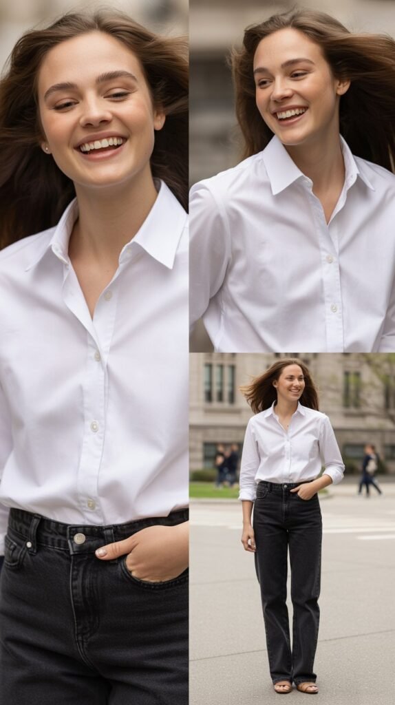  The Classic White Button-Down with Dark Jeans