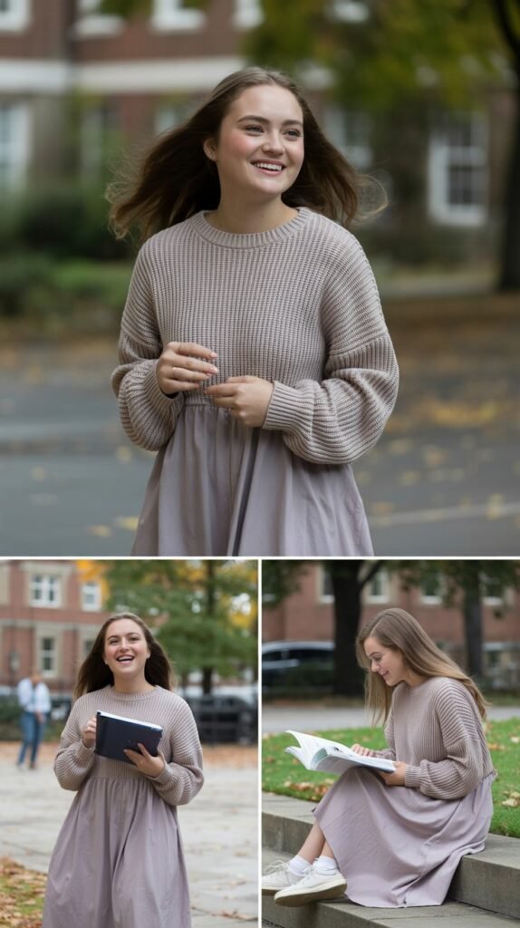 Lightweight Sweater over Midi Dress