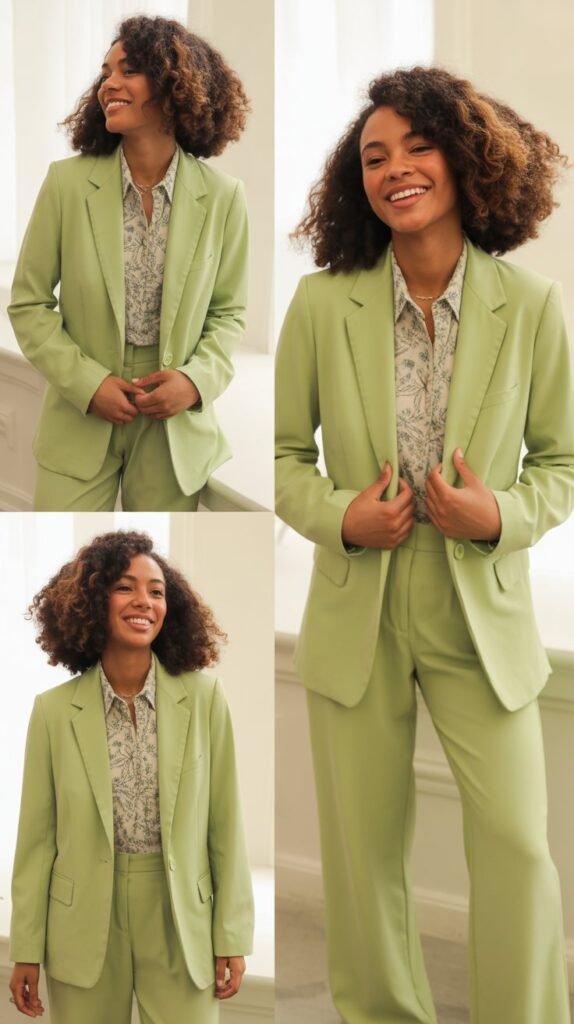  Spring Suit with Patterned Blouse