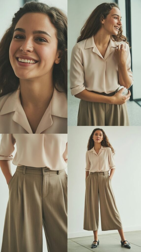Culottes with Tucked-In Blouse