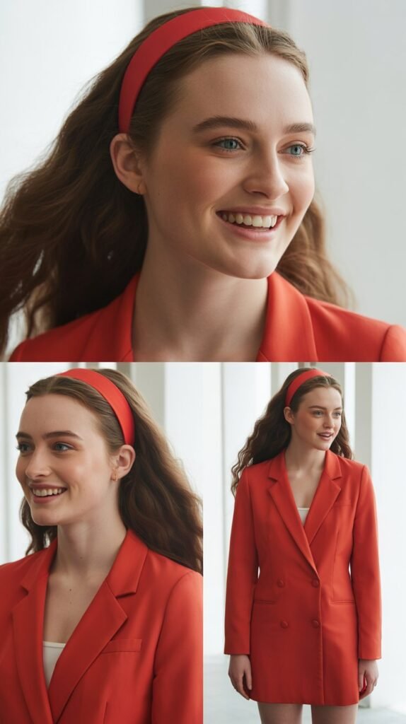 Red Headband with Blazer Dress