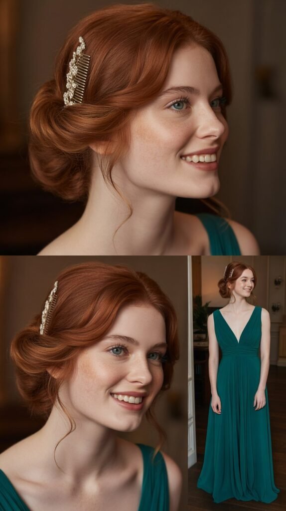 Red Scrunchie Braid with Denim Shorts