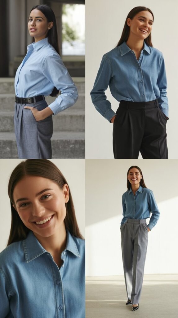 Polished Chambray and Tailored Bottoms