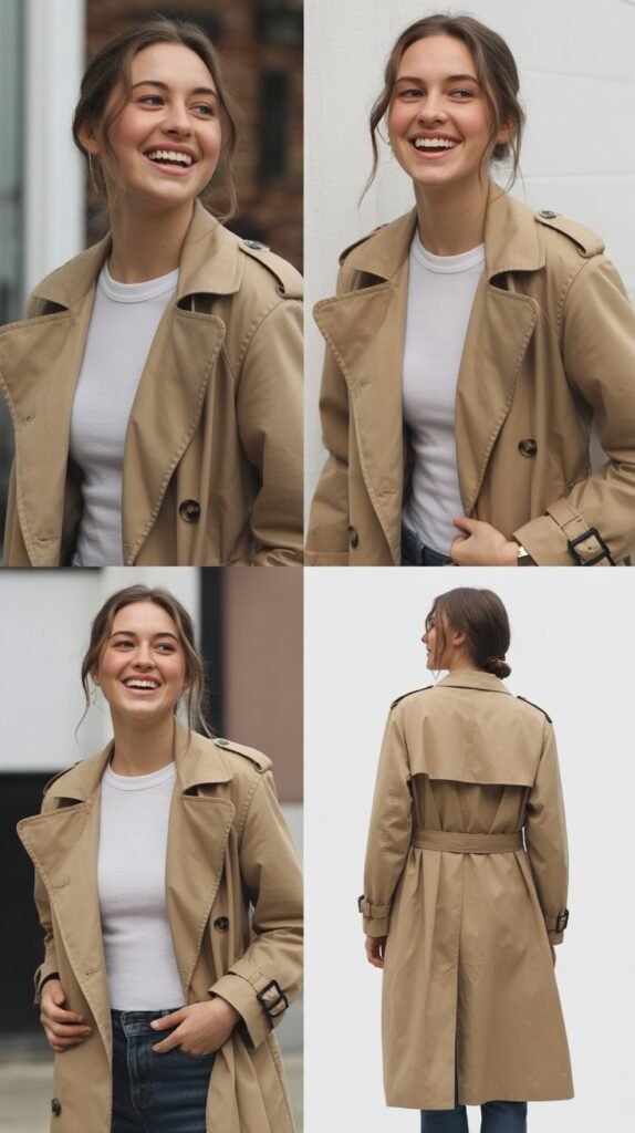 Belted Trench Coat Over Simple Basics