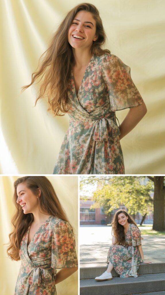  Floral Wrap Dress