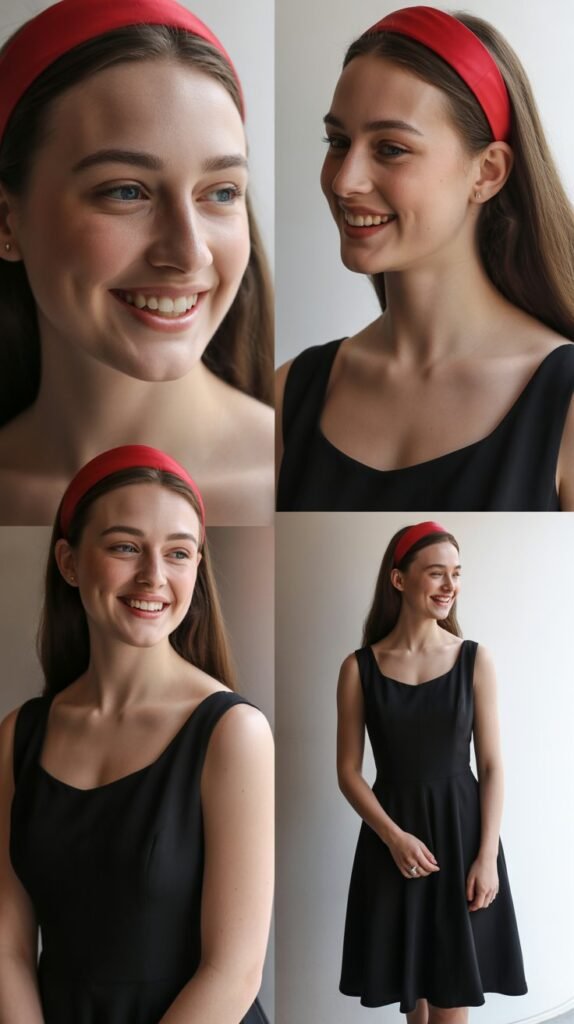 Little Black Dress Enhanced with Red Hairband