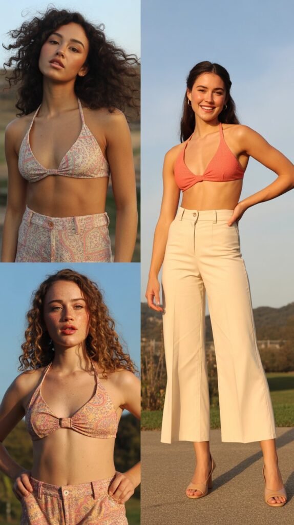 Retro Bikini with Culotte Pants